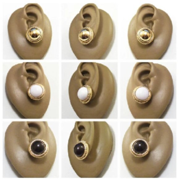 Avon 1996 Black White Gold Convertible Magnetic Pierced Earrings - Picture 4 of 4